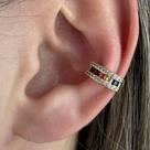 Piercing Fake Zircônias Quadradas Cravejada Banhado em Ouro 18k -