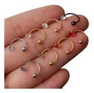 Piercing Ferradura Nariz Cartilagem Pedra Zirconia Aço Cirúr Piercing Ferradura Nariz Cartilagem Pedra Zirconia Aço Cirúr