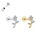 Piercing Flor Push Pin Sem Rosca Aço Cirúrgico Ouro PVD CorDouradoTamanho6mm P