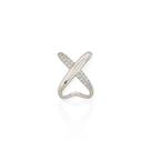 Piercing Folheado Prata Design X Liso e Com Micro Zirconia
