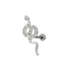 Piercing Furo Trágus Prata 925 Reto Cobra Cobrinha Cravejada
