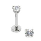 Piercing Labret Aço Cirúrgico com Zircônias Ponto de Luz 3mm