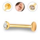 Piercing labret aço inoxidável dourado uso labial e corporal