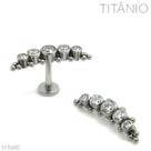 Piercing Labret Cluster Meia Lua Zircônia c/ Esferas Titânio