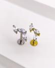 Piercing Labret com 3 Folhas de Zircônia Navet - Titânio - Joia para Perfurações Auriculares