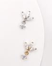 Piercing Labret Lys Blanc com Zircônias e Pingente - Ouro 14k