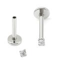 Piercing Labret Ponto de Luz Aço Cirúrgico com Pedra Zircônia Rosca Interna