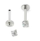 Piercing Labret Ponto de Luz Aço Cirúrgico com Pedra Zircônia Rosca Interna