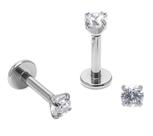 Piercing Labret Ponto de Luz Titânio com Zircônias Rosca Interna Piercing Labret Ponto de Luz Titânio com Zircônias Rosca Interna