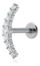 Piercing Labret Prata 925 Meia Lua Cravejado Com Pedras
