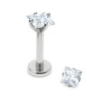 Piercing Labret Quadrado Aço Cirúrgico com Pedras Zircônias Piercing Labret Quadrado Aço Cirúrgico com Pedras Zircônias