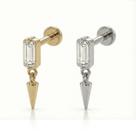 Piercing Labret Spike Luxo Brilhante Rosca Interna Aço Cirúrgico Ouro PVD Cor:DouradoTamanho:6mm (P)