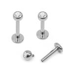 Piercing Labret Titânio Ponto de Luz Rosca Interna