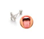 Piercing lingua modelo borboleta estilo moda delicado Cor:Prateado