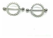 Piercing Mamilo Aço Cirúrgico Cravejado De Zircônias