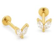 Piercing Meia Marquise com Zircônias em Aço Cirúrgico Rosca Interna
