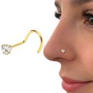 Piercing Nariz Ponto De Luz Aço Cirúrgico Coração Nostril Piercing Nariz Ponto De Luz Aço Cirúrgico Coração Nostril