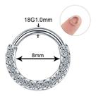 Piercing Nariz Septo Pedra Zirconia Daith 8 Mm Prata Dourado