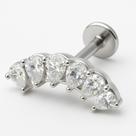 Piercing Orelha Prata 925 Cravejado Brilhante Fino Delicado