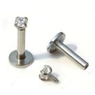 Piercing Orelha Reto Ponto De Luz Labret Com Pedra