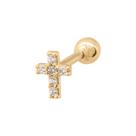 Piercing Orelha Tragus Cartilagem Ouro 18k Cruz Zircônias