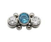 Piercing Para Hélix Com Pedra Branca E Azul Em Titânio