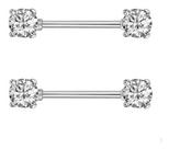 Piercing Para Mamilo Prata Pedra Zirconia Flor Coração Par