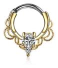 Piercing Para Nariz Septo Indiano Prata Pedra Zirconia