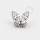 Piercing Para Orelha Borboleta Com Pedra Cristal Em Titânio