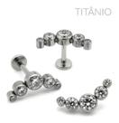 Piercing Para Orelha Cluster Com Pedra Titânio