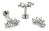 Piercing Para Orelha Com Pedra Cristal Cluster Titânio