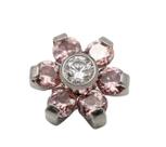 Piercing Para Orelha Flor Com Pedra Cristal Em Titânio