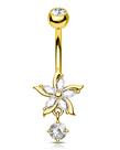 Piercing para umbigo Agrewd 14G dourado com pingente de flor em aço inoxidável Piercing para umbigo Agrewd 14G dourado com pingente de flor em aço inoxidável