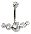 Piercing Para Umbigo De Titânio Com Seis Pedras Cristal