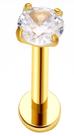 Piercing Ponto de Luz Dourado com Zirconia Labret