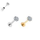 Piercing Ponto Luz Brilhante Push Pin Aço Cirúrgico Ouro PVD Cor:DouradoTamanho:6mm (P)