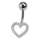 Piercing Prata 925 Umbigo Coração Zircônia Branca 1,4cm