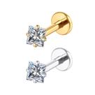 Piercing Quadrado Rosca Interna Aço Cirúrgico Ouro PVD Cor:DouradoTamanho:6mm (P)