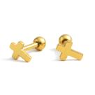 Piercing Reto Cartilagem Cruz Aço Cirúrgico PVD Dourada