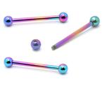 Piercing Reto Microbell 1.2mm em Titânio Furta Cor Arco Íris