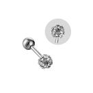 Piercing Reto Prateado Com Bolinhas Brilhantes Prateado
