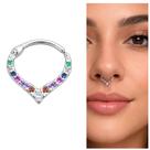 Piercing Septo V Cravejado Colorido Prata Legitima 925 Moda