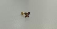 Piercing Tragus Borboleta C/ Zirconia Vermelha Em Ouro 18k