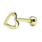Piercing Tragus Cartilagem Orelha Hélix Coração De Ouro 18k