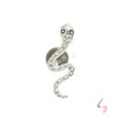Piercing Tragus Cobra Olhos Base Reta Prata 925