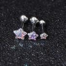 Piercing Tragus Helix Flat Cartilagem Mini Estrela 3 4 5 Mm