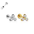 Piercing Trinity Aço Cirúrgico Zircônia Push Pin 1,2mm Cor:DouradoTamanho:6mm (P)
