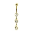 Piercing Umbigo 3 Coração de Brilhantes de Zircônias Ouro 18K 25902 K110 Piercing Umbigo 3 Coração de Brilhantes de Zircônias Ouro 18K 25902 K110