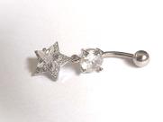 Piercing umbigo aço cirúrgico ponto luz estrela zirconia