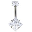 Piercing Umbigo Aço Cirúrgico Quadrado com Zircônias
